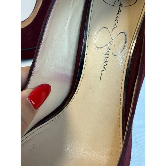 Jessica Simpson Venisse Womens Size 7.5M Burgundy Suede Platform Stiletto Heels - Picture 16 of 16